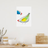 Mooie kippen aquarel kunst poster (Keuken)