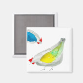 Mooie kippen aquarel magneet (Voorkant / Achterkant)