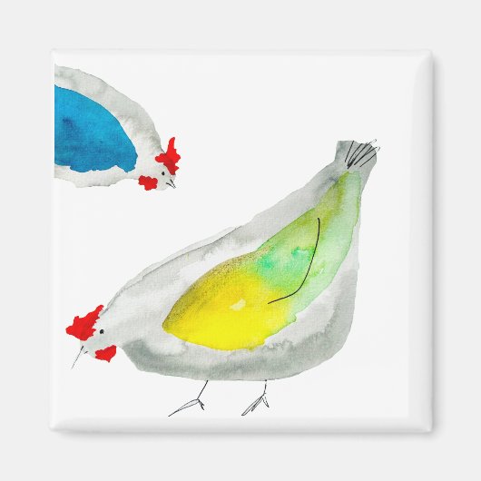 Mooie kippen aquarel magneet (Voorkant)