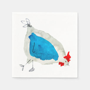 Mooie kippen aquarel servet
