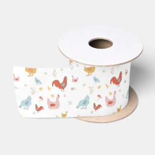 Mooie Kippen, Hennen en Baby Kuikens Satijnen Lint