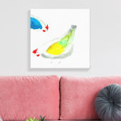 Mooie kippen waterverf canvas afdruk (Insitu (Woonkamer))