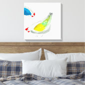 Mooie kippen waterverf canvas afdruk (Insitu (Slaapkamer))