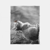 Mooie Kitten en Vlinder Fleece Deken (Voorkant)