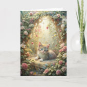 Mooie kitten in Roos Garden Moederdag Feestdagen Kaart (Voorkant)