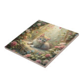 Mooie kitten in Roos Garden (Shabby Chic) Tegeltje (Zijkant)