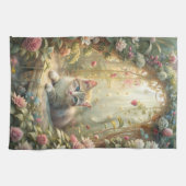 Mooie kitten in Roos Garden (Shabby Chic) Theedoek (Horizontaal)