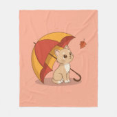 Mooie Kitten Kat Rood Geel Paraplu Herfst Roze Fleece Deken (Voorkant)