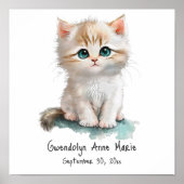 Mooie kitten met blauwe ogen aquarel kinderkamer k poster (Voorkant)