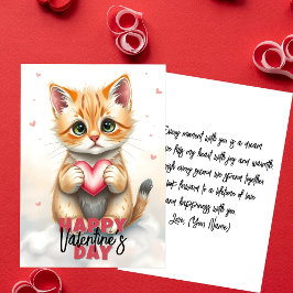Mooie Kitten met Roze Hart Valentijnsdag Kaart