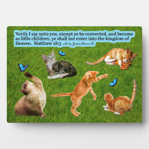Mooie Kitten Schrift Plaque Matthew 18:3 Fotoplaat