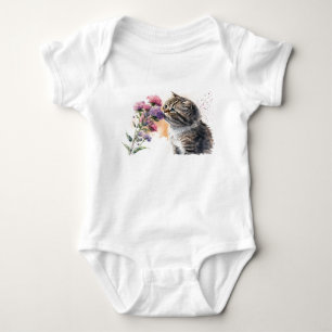 Mooie kitten snuiven bloemen romper