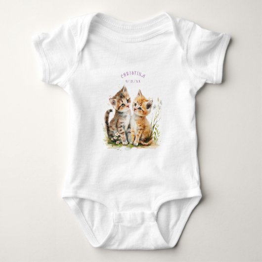 Mooie Kittens Aquarel Bloemen Romper (Voorkant)