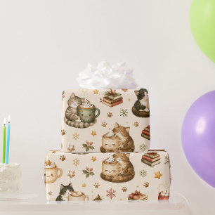 Mooie Kittens Heet Chocolade Kerst Inpakpapier