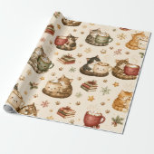 Mooie Kittens Heet Chocolade Kerst Inpakpapier (Uitgerold)