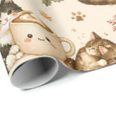 Mooie Kittens Heet Chocolade Kerst Inpakpapier (Rol Hoek)