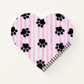 Mooie Kittens & poten, roze strepen hartvormig Notitieboek (Achterkant)