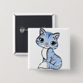 Mooie Kitty Badge Vierkante Button 5,1 Cm (Voorkant /achterkant)
