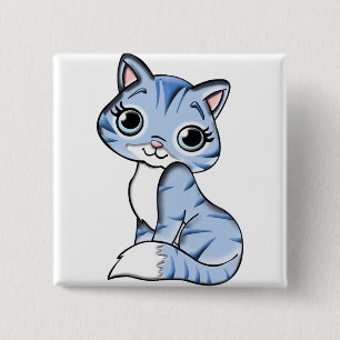 Mooie Kitty Badge Vierkante Button 5,1 Cm