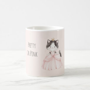 Mooie Kitty in Roze Jurk Kroon Koffiemok