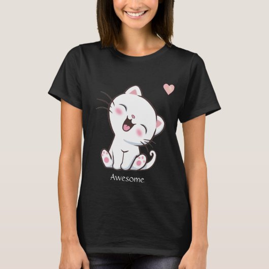 Mooie Kitty Kat & Hart T-Shirt (Voorkant)