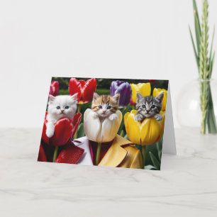Mooie Kitty Tulpen Wenskaart Kaart