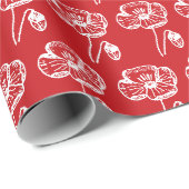 Mooie Klaproos Bloem Rood Patroon Cadeaupapier (Rol Hoek)
