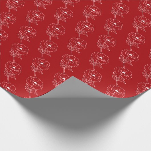 Mooie Klaproos Bloem Rood Patroon Cadeaupapier (Hoek)