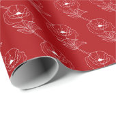Mooie Klaproos Bloem Rood Patroon Cadeaupapier (Rol Hoek)
