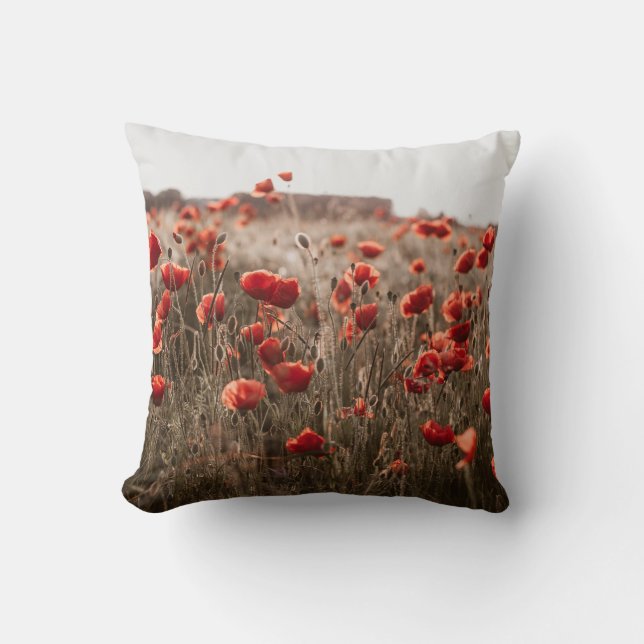 mooie klaproos bloemen kussen (Voorkant)