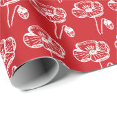Mooie Klaproos Bloemig Rood Patroon Cadeaupapier (Rol Hoek)