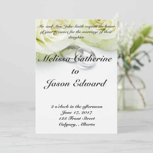 Mooie klassieke bruiloft uitnodiging (Staand voorkant)