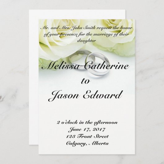 Mooie klassieke bruiloft uitnodiging (Voorkant / Achterkant)