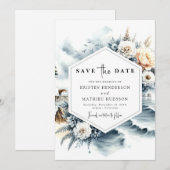 Mooie klassieke golven vuurtoren bruiloft save the date (Voorkant / Achterkant)