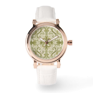 Mooie Klassieke Groene Mozaïek Patroon, Dames Horl Horloge