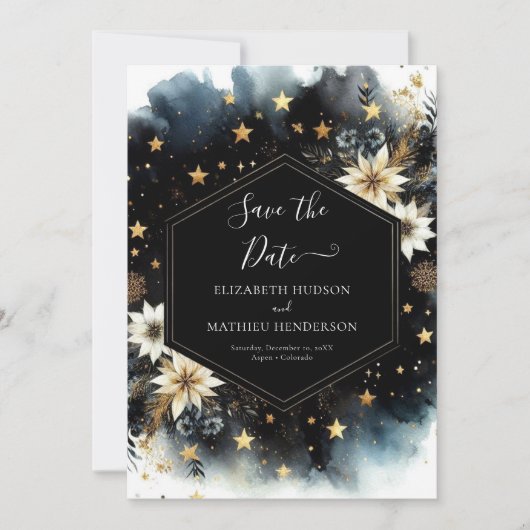 Mooie klassieke hemelse bruiloft save the date (Voorkant)