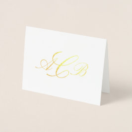 Mooie Klassieke Monogram Beginletters Notitiekaart Folie Kaarten