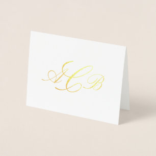 Mooie Klassieke Monogram Beginletters Notitiekaart Folie Kaarten
