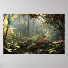 Mooie klassieke serene landschap, kleine kreek poster