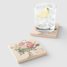 Mooie klassieke vintage waterverf bloemen Frans Stenen Onderzetter