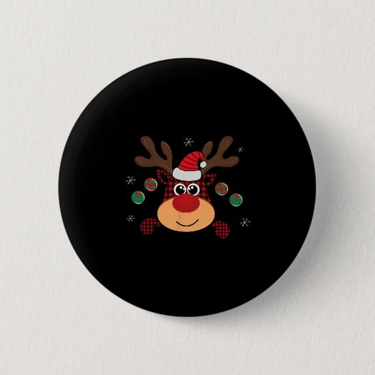 Mooie klassieke winter rode buffel plaid springen ronde button 5,7 cm (Voorkant)