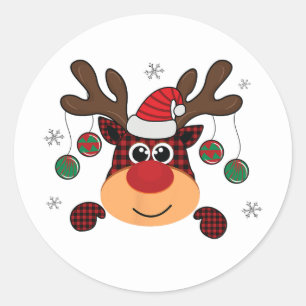 Mooie klassieke winter rode buffel plaid springen ronde sticker