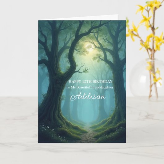 Mooie kleindochter betoverd 12e verjaardag kaart (Gele Bloem)