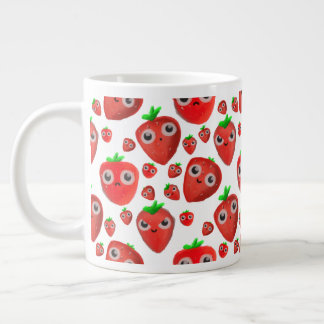 Mooie kleine aardbeien grote koffiekop