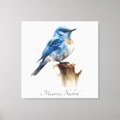 Mooie Kleine Berg Blauwe Spreeuw Waterverf, op maa Canvas Afdruk (Voorkant)