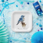 Mooie Kleine Berg Blauwe Spreeuw Waterverfschilder Papieren Bordje (Feest)