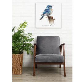 Mooie Kleine Berg Blauwe Vogel Aquarel, op maat ge Canvas Afdruk