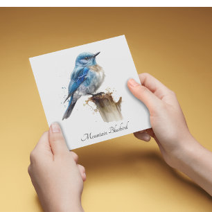 Mooie Kleine Berg Blauwe Vogel Aquarel, op maat ge Kaart