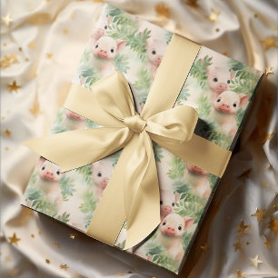 Mooie Kleine Biggetjes Waterverf Botanische Patroo Cadeaupapier