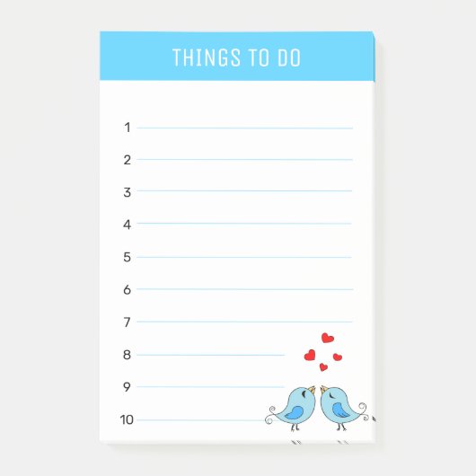 Mooie kleine blauwe vogels & harten Dingen om te d Post-it® Notes (Voorkant)